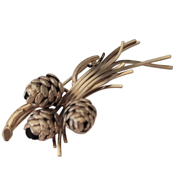 1-20 12K GF Gold Filled Pine Cone Limb Brooch E580 - Picture 4 of 9